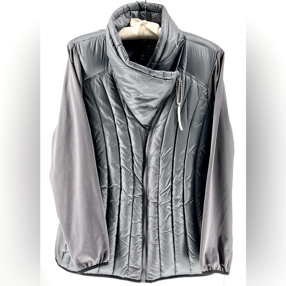 NWT Ladies’ Calvin Klein Performance Puffer Moto Jacket with Packing Sack